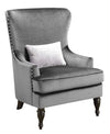 Benzara Nail Head Trim Fabric Upholstered Chair With Pillow In Gray