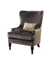 Benzara Fabric Upholstered Accent Chair With Pillow In Dark Gray