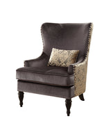 Benzara Fabric Upholstered Accent Chair With Pillow In Dark Gray