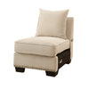 Benzara Nail Head Trim Fabric Upholstered Armless Chair With Pillow, Ivory