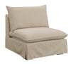 Benzara Fabric Upholstered Armless Chair With Padded Cushions In Beige