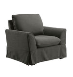 Benzara Welting Trim Fabric Upholstered Chair with Flared Arms in Gray