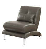 Benzara Contemporary Style Leatherette Chair With Pillow In Gray