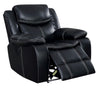 Benzara Leatherette Power Recliner With Cup Holders & Storage, Black