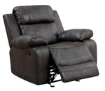 Benzara Leather Upholstered Glider  Recliner Chair, Brown