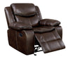 Benzara Leatherette Glider Recliner Chair With Large Padded Arms In Brown