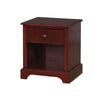 Benzara Wooden Night Stand with One Drawer and Open Shelf in Cherry Brown