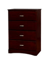 Benzara 4 Drawer Wooden Chest In Transitional Style, Cherry Brown