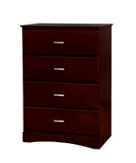 Benzara 4 Drawer Wooden Chest In Transitional Style, Cherry Brown
