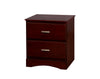 Benzara 2 Drawer Wooden Nightstand with Metal Bar Pulls, Cherry Brown