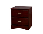 Benzara 2 Drawer Wooden Nightstand with Metal Bar Pulls, Cherry Brown