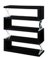 Benzara S Shaped 5 Layer Wooden Shelf In Glossy Black