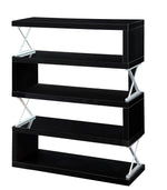Benzara S Shaped 5 Layer Wooden Shelf In Glossy Black