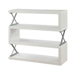 Benzara S Shaped 4 Layer Wooden Shelf In Glossy White