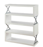 Benzara S Shaped 5 Layer Wooden Shelf In Glossy White