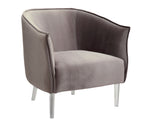 Benzara Welted Trim Fabric Upholstered Accent Chair With Acrylic Legs, Gray