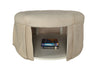 Benzara Button Tufted Fabric Upholstered Ottoman With Open Bottom Shelf, Beige