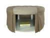 Benzara Button Tufted Fabric Upholstered Ottoman With Open Bottom Shelf, Brown