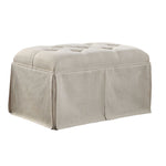 Benzara Rectangular Button Tufted Fabric Upholstered Bench With Storage, Beige