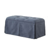 Benzara Rectangular Button Tufted Fabric Upholstered Bench With Storage, Blue