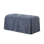 Benzara Rectangular Button Tufted Fabric Upholstered Bench With Storage, Blue