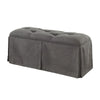 Benzara Rectangular Button Tufted Fabric Upholstered Bench With Storage, Gray