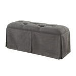 Benzara Rectangular Button Tufted Fabric Upholstered Bench With Storage, Gray