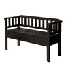 Benzara Slatted Pattern Wooden Bench with 2 Under Seat Drawers In Walnut Brown