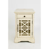 Benzara Wooden Chairside Table with Power Outlets, Antique Cream