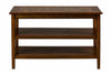 Benzara Mosaic Tile Inlay Wooden Sofa/Media Table with 2 Shelves, Baroque Brown