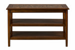 Benzara Mosaic Tile Inlay Wooden Sofa/Media Table with 2 Shelves, Baroque Brown