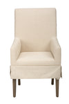Benzara Fabric Upholstered Wooden Dining Chair with Armrests, Beige And Brown