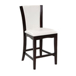 Benzara Leather Upholstered Counter Height Chair, Set of 2, Brown and White