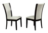 Benzara Leather Upholstered Side Chair With Long Back, White and Black, Set Of 2