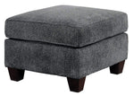 Benzara Polyester Upholstered Plush Ottoman With Wooden Legs, Light Gray