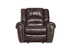 Benzara Glider Reclining Chair In Leather Gel Match Upholstery, Dark Brown
