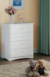 Benzara Wooden Four Drawer Chest With Cutout Handles, White
