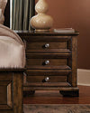 Benzara 3 Drawer Wooden Nightstand With Metal Knob Handle, Cherry Brown