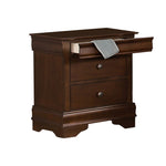 Benzara Wooden Night Stand With Hidden Drawer, Cherry Brown