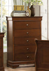 Benzara Transitional Style Wooden Chest With 5 Drawers, Cherry Brown