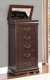 Benzara Wooden Lift Top Lingerie Chest With 5 Drawers, Cherry Brown