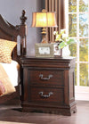 Benzara 2 Drawers Wooden Night Stand In Traditional Style, Cherry Brown