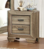 Benzara 2 Drawers Wooden Night Stand With Metal Hardware, Rustic Brown