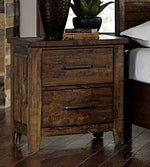 Benzara 2 Drawer Wooden Nightstand With Metal Handle, Brown