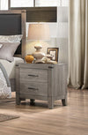 Benzara 2 Drawer Wooden Night Stand With Metal Handle, Weathered Gray