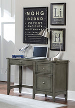 Benzara Wooden Writing Desk With Keyboard Tray And 2 Drawers, Gray