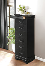 Benzara Wooden Lingerie Chest With Hidden Drawer, Black