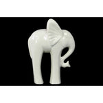 Benzara Standing Ceramic Elephant Figurine With Long Legs, Glossy White