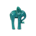 Benzara Standing Ceramic Elephant Figurine With Long Legs, Glossy Turquoise Blue