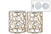 Benzara Round Metal Nesting Accent Table with Marble Top, Set of 2, Champagne Gold